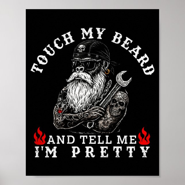 Touch My Beard And Tell Me I'm Pretty Monkey Funny Poster (Front)