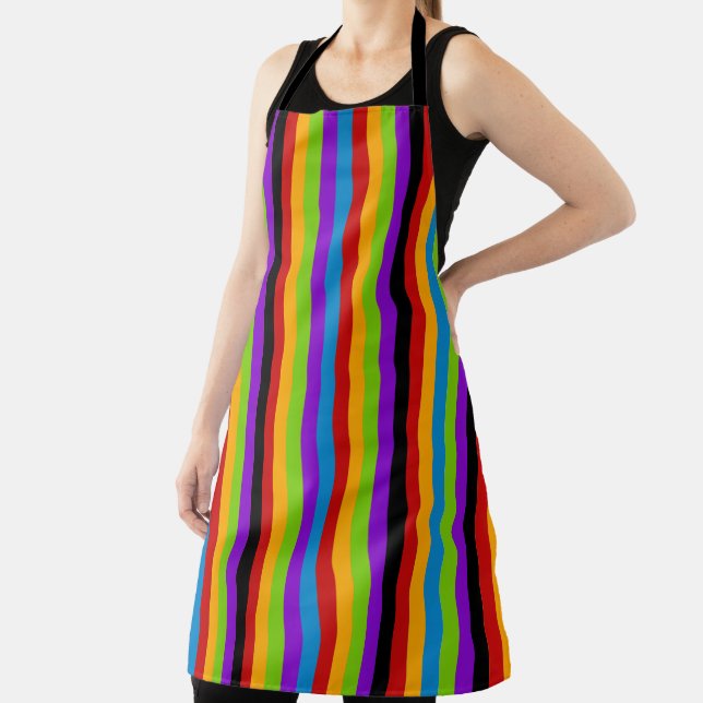 Touch of Black Rainbow Stripe Apron (Insitu)