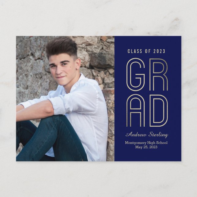 Touch of Class Graduation Announcement Postcard (Front)