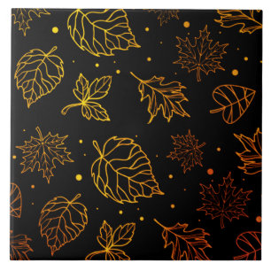 Touch of Elegance Copper Leaves on Black  Tile