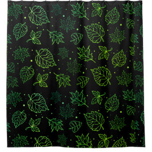 Touch of Elegance Green Leaves on Black