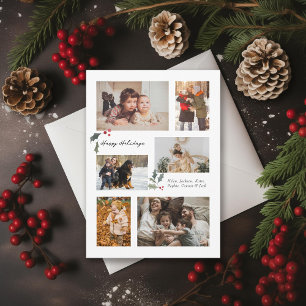 Touch of Holly Minimal Photo Collage Holiday Card