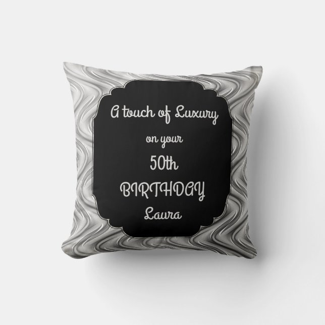 Touch of Luxury 50th Birthday design Throw Pillow (Front)
