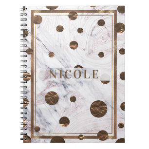 Touch of Rose Gold Marble Bronze Copper Girly Notebook