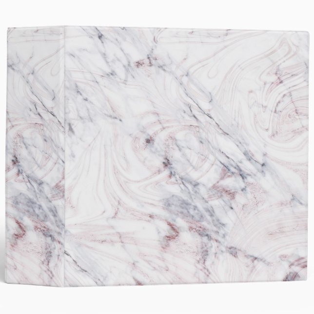 Touch of Rose White & Grey Marble Chic Trendy Binder (Front/Spine)