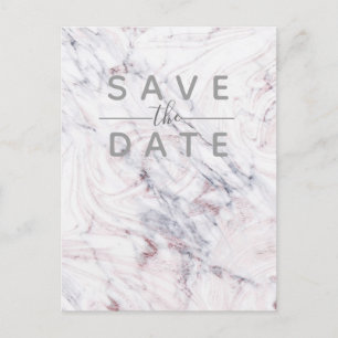 Touch of Rose White Grey Marble Save the Date Announcement Postcard