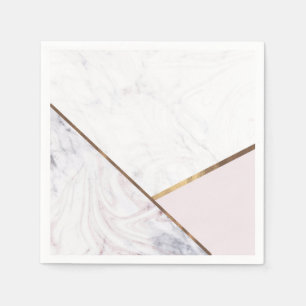 Touch of Rose White & Grey Marble Swirl Chic Party Napkin