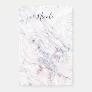 Touch of Rose White & Grey Marble Trendy Chic Post-it Notes