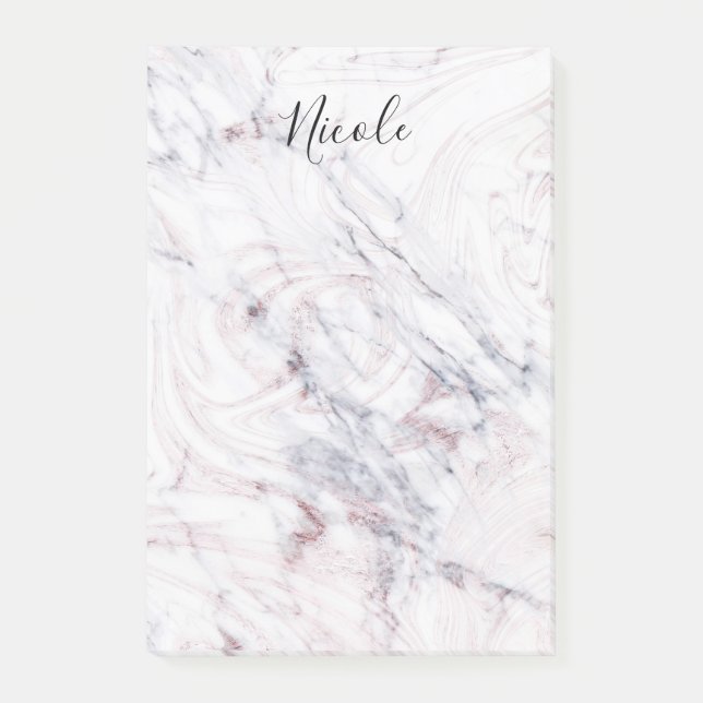 Touch of Rose White & Grey Marble Trendy Chic Post-it Notes (Front)