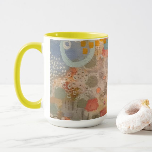 Touch of Sky Blue Abstract Design Mug (With Donut)