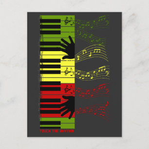 Touch the Rhythm – Colourful Piano Keys Music Art Postcard