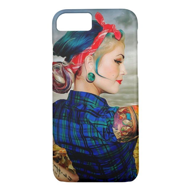 Touch Woman Flexing Muscular Tattooed Arm Case (Back)