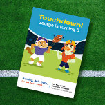 Touchdown American Football Kids Birthday Invitation<br><div class="desc">Touchdown! Celebrate your little all star with this football themed birthday invitation featuring cute animals playing in the stadium. Bringing whimsy and fun to the game. Easily customizable for any age</div>