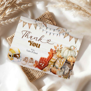 Touchdown and Tiny Toes Baby Shower Thank You Card