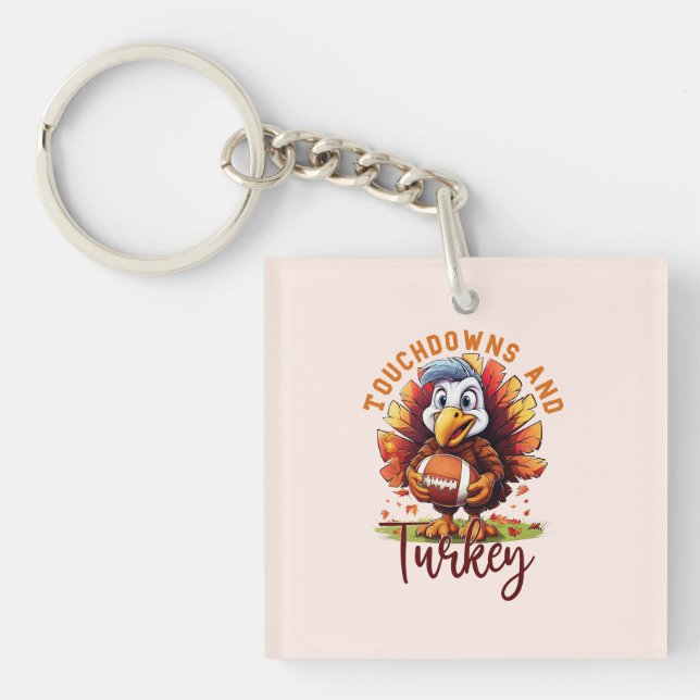 Touchdown and Turkey Thanksgiving Keychain (Front)