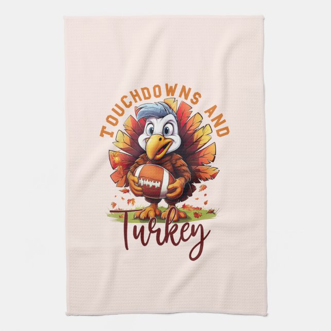 Touchdown and Turkey Thanksgiving Kitchen Towel (Vertical)