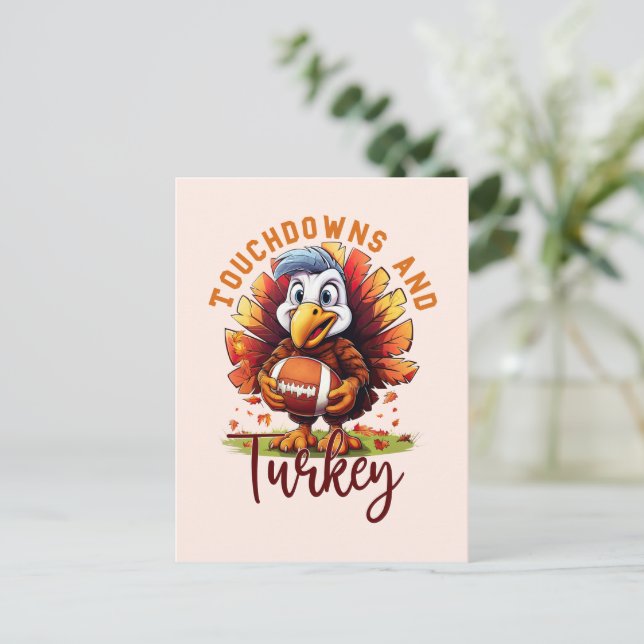 Touchdown and Turkey Thanksgiving Postcard (Standing Front)