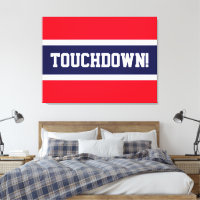 TOUCHDOWN Bright Red White Navy Blue Stripes