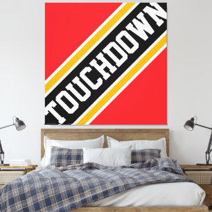 TOUCHDOWN Dynamic Red Orange Black Racing Stripes Canvas Print