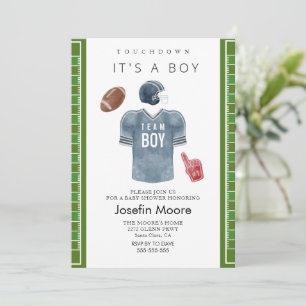 Touchdown football team boy baby shower  invitation