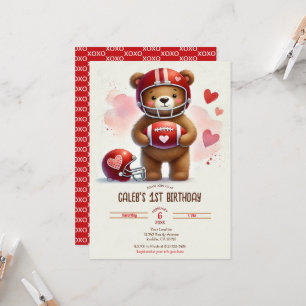 Touchdown Football Teddy Bear Valentine's Day Card