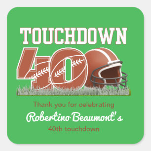 Touchdown Forty Funny Football 40th Birthday Square Sticker