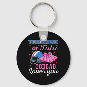 Touchdown Or Tutu Goddad Loves You Football Ba Keychain