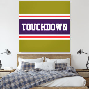 TOUCHDOWN Purple Red White Olive Racing Stripes Canvas Print