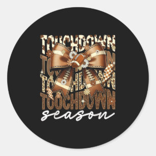 Touchdown Season American Football Bow Game Day Classic Round Sticker