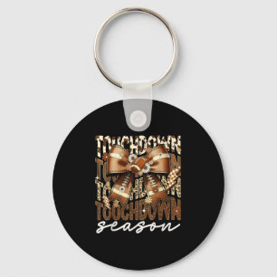 Touchdown Season American Football Bow Game Day Keychain