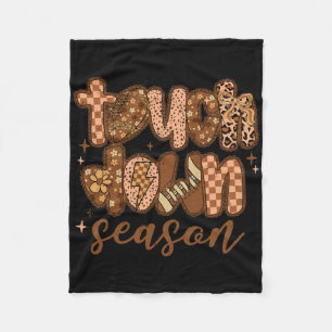Touchdown Season Footll Checkered Footll Game Day  Fleece Blanket