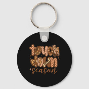 Touchdown Season Footll Checkered Footll Game Day Keychain