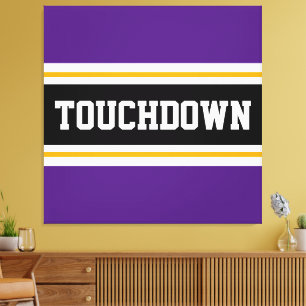 TOUCHDOWN Sporty Purple Black Football Stripes Canvas Print