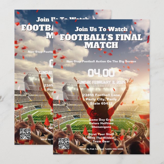 Touchdown Triumph Football Finale Invitation (Front/Back)