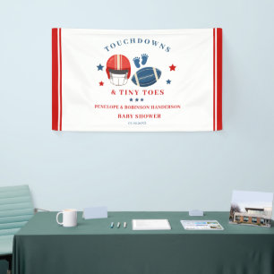 Touchdowns and Tiny toes, Football baby shower Banner