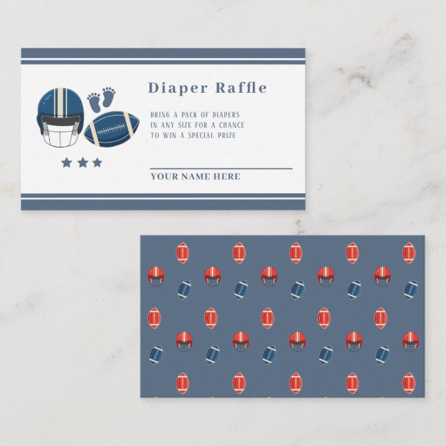 Touchdowns and Tiny toes, Football baby shower Enclosure Card (Front/Back)