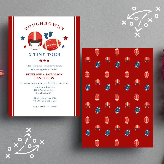 Touchdowns and Tiny toes, Football baby shower Invitation (Creator Uploaded)