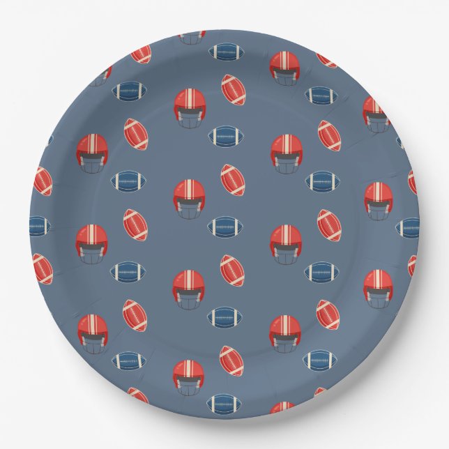 Touchdowns and Tiny toes, Football baby shower Paper Plate (Front)