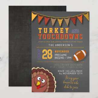 Touchdowns et Turquie Thanksgiving Jour Invitation