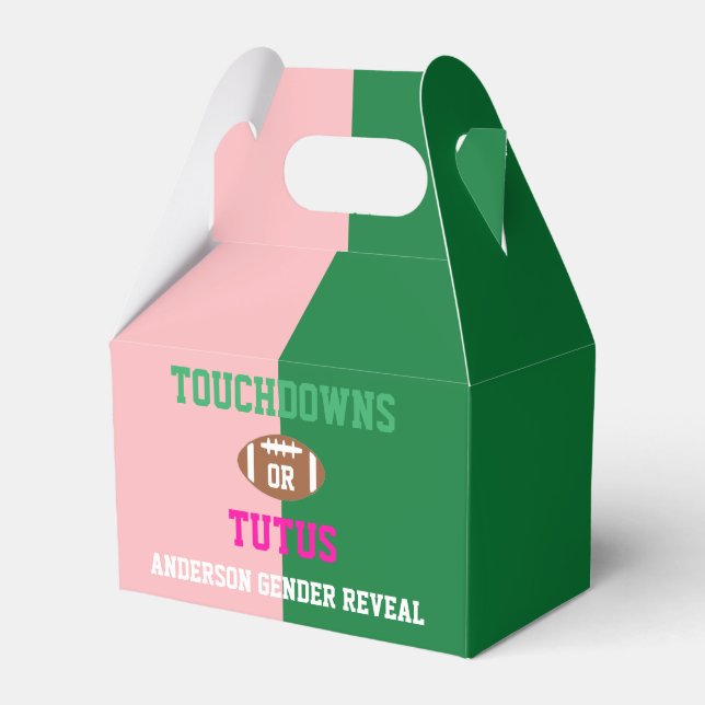 Touchdowns or Tutus Gender Reveal Favor Box (Front Side)