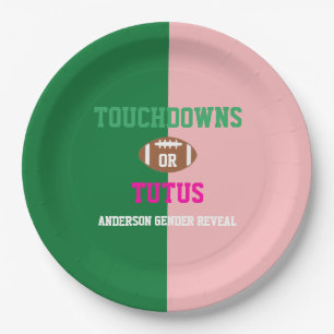 Touchdowns or Tutus Gender Reveal Paper Plate