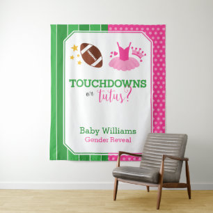 Touchdowns or Tutus Gender Reveal Party Backdrop Tapestry