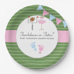 Touchdowns or Tutus Gender Reveal Party Paper Plate