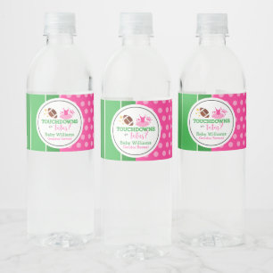 Touchdowns or Tutus Gender Reveal Party Water Bottle Label