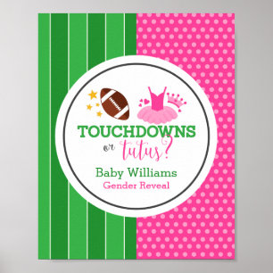 Touchdowns or Tutus Gender Reveal Poster