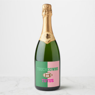 Touchdowns or Tutus Gender Reveal Sparkling Wine Label
