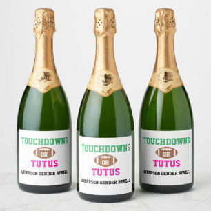 Touchdowns or Tutus Gender Reveal Sparkling Wine Label