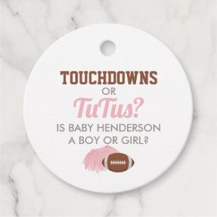 Touchdowns or Tutus Gender Reveal Thank You Favour Tags
