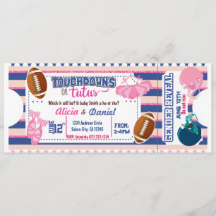 Touchdowns or Tutus Invitation - blue or pink