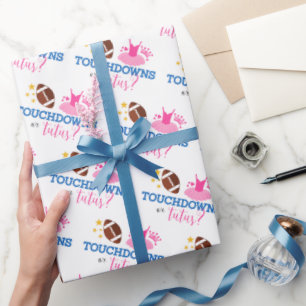 Touchdowns or Tutus Pink Blue Gender Reveal Party Wrapping Paper